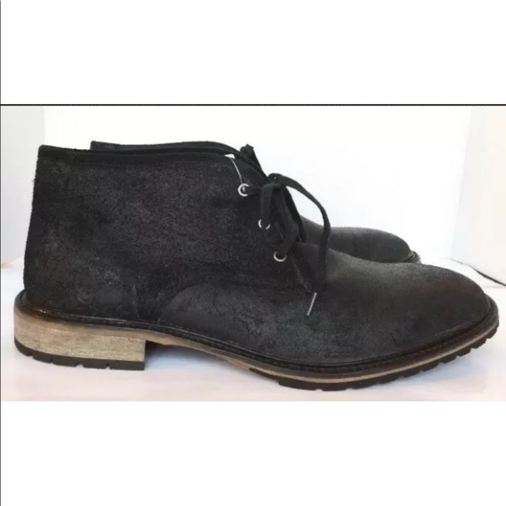 New Andrew Marc Leather Mid-Cut Suede Black Lace Shoes 12 Men Oxford  Distress